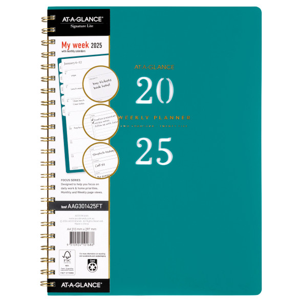 At-A-Glance 2026 Signature Lite Focus Weekly/Monthly Planner A4 Teal | Mega Office Supplies At-A-Glance 2026 Signature Lite Focus Weekly/Monthly Planner A4 Teal | Mega Office Supplies