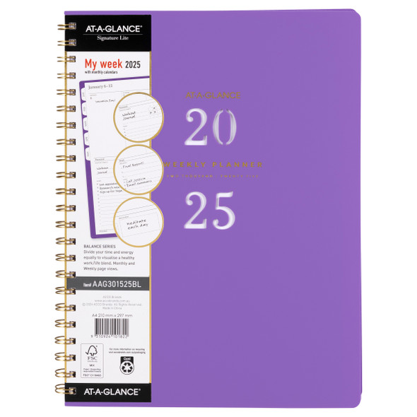 At-A-Glance 2026 Signature Lite Balance Weekly/Monthly Planner A4 Lavender | Mega Office Supplies At-A-Glance 2026 Signature Lite Balance Weekly/Monthly Planner A4 Lavender | Mega Office Supplies
