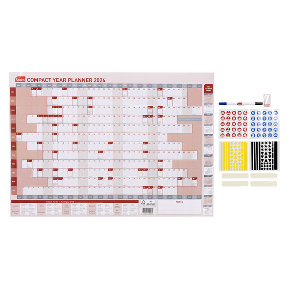 Sasco 2026 Compact Year Planner 594 x 420mm
