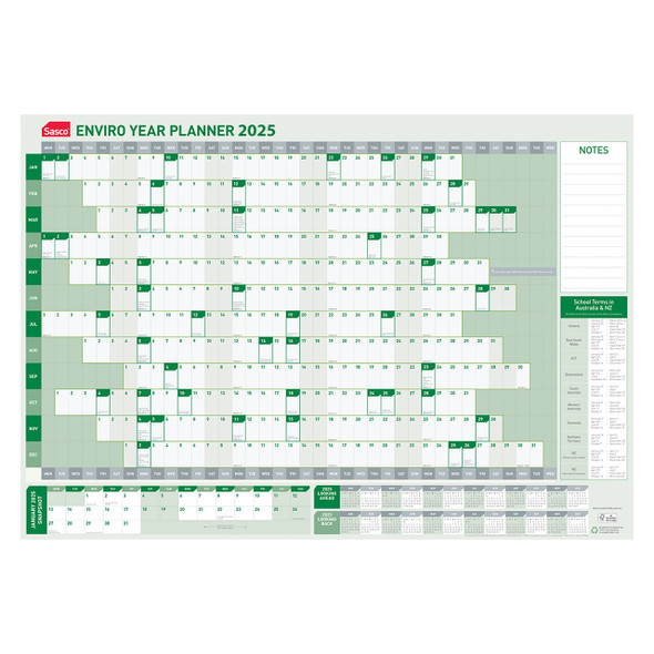 Sasco 2026 Enviro Year Planner 610 x 870mm | Mega Office Supplies Sasco 2026 Enviro Year Planner 610 x 870mm | Mega Office Supplies