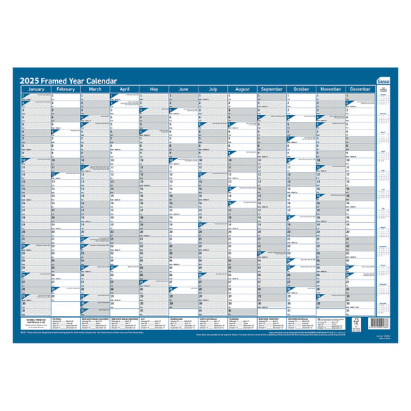 Sasco 2026 Framed Wall Planner 500 x 700mm | Mega Office Supplies