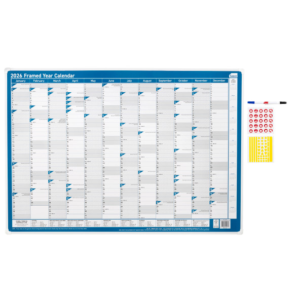 Sasco 2026 Framed Wall Planner 700 x 1000mm | Mega Office Supplies Sasco 2026 Framed Wall Planner 700 x 1000mm | Mega Office Supplies