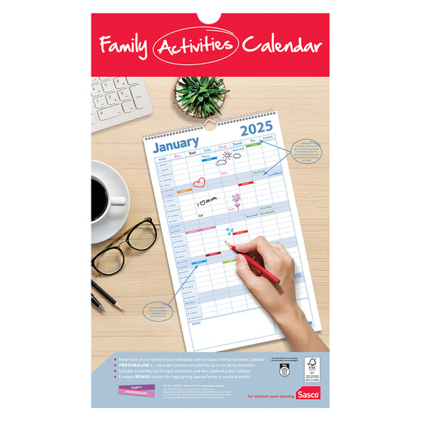 Sasco 2026 Calendar Family Activities 250 x 410mm | Mega Office Supplies Sasco 2026 Calendar Family Activities 250 x 410mm | Mega Office Supplies