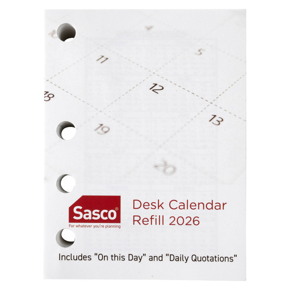 Sasco 2026 Calendar Refill 102 x 76mm Side Opening Sasco 2026 Calendar Refill 102 x 76mm Side Opening
