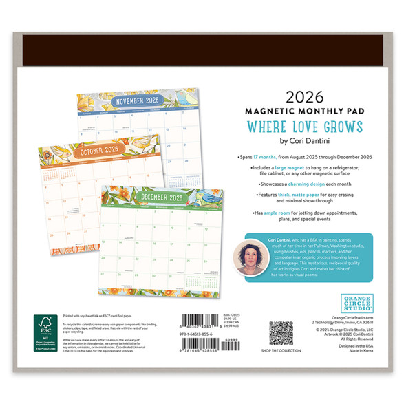 Orange Circle Where Love Grows Magnetic Monthly Pad Calendar 2026 | Mega Office Supplies Orange Circle Where Love Grows Magnetic Monthly Pad Calendar 2026 | Mega Office Supplies