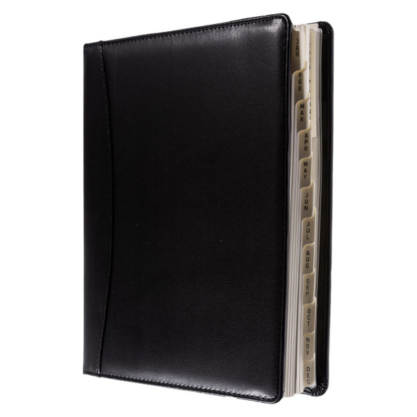 Debden Elite Desk Diary 2026 Executive Quarto Black with premium PU cover Side View