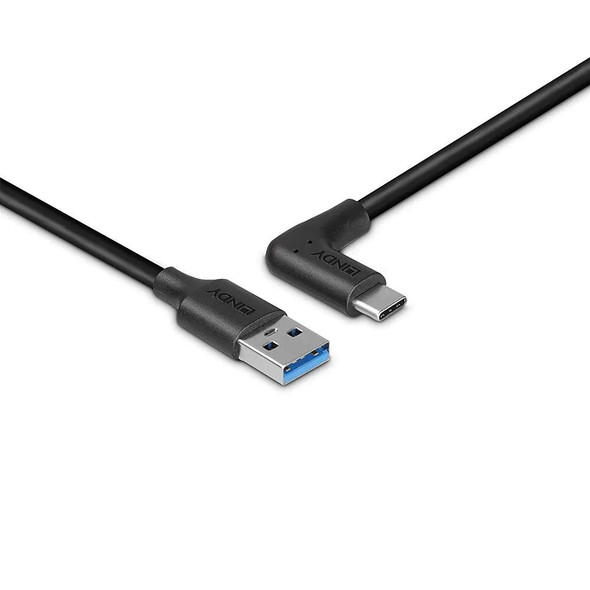 90° Right Angle, 10Gbps, Lindy USB 3.2 A to C Cable