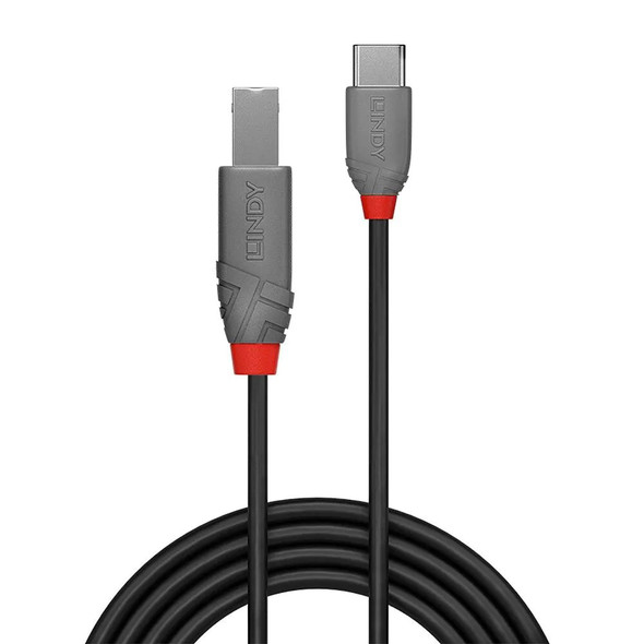 1m USB 2.0 Type C to B Cable Anthra Line Lindy