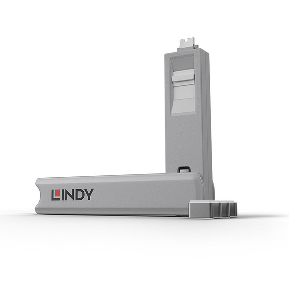 Lindy USB C Port Blocker, 4 Pack + Key, White Lindy USB C Port Blocker, 4 Pack + Key, White