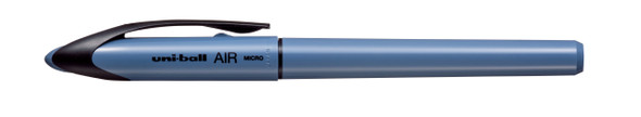 Uni-ball Air Micro pen in steel blue pastel barrel with black clip, capped view Uni-ball Air Micro pen in steel blue pastel barrel with black clip, capped view