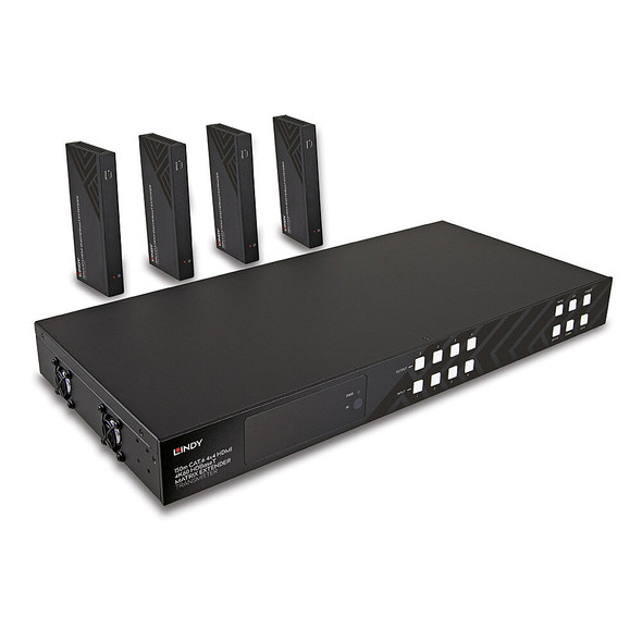 Lindy 150m CAT6 4x4 HDMI 4K60 HDBaseT Matrix Extender Lindy 150m CAT6 4x4 HDMI 4K60 HDBaseT Matrix Extender