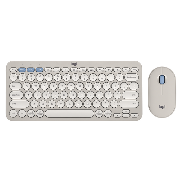 Logitech K380S Pebble 2 Wireless Keyboard and Mouse Combo Tonal Sand Logitech K380S Pebble 2 Wireless Keyboard and Mouse Combo Tonal Sand