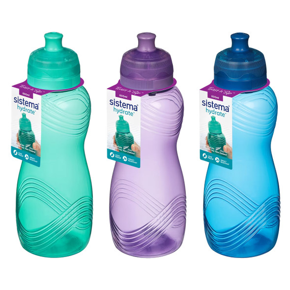 Sistema Plastic Wave Water Bottle 600ml Assorted