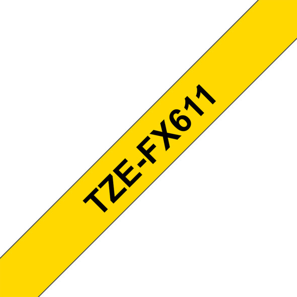 Brother TZEFX611 TZe Flexible Tape 6mm Black on Yellow Brother TZEFX611 TZe Flexible Tape 6mm Black on Yellow