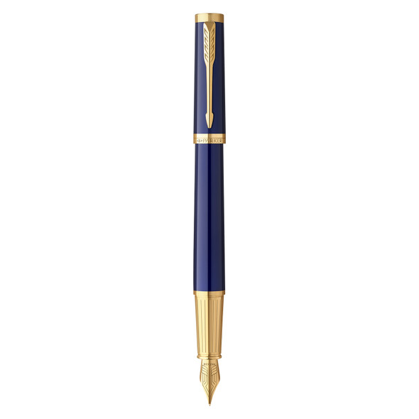 Parker Ingenuity Fountain Pen Blue Lacquer and Gold Trim Fine Nib