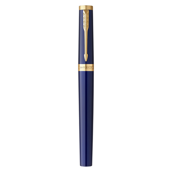 Parker Ingenuity Blue Lacquer and Gold Trim Fountain Pen Fine Nib