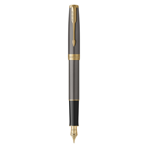 Parker Sonnet Grey Lacquer Gold Trim Fountain Pen Medium Nib Parker Sonnet Grey Lacquer Gold Trim Fountain Pen Medium Nib