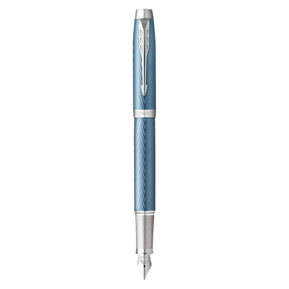 Parker IM Premium Blue Grey Chrome Trim Fountain Pen Fine Nib Parker IM Premium Blue Grey Chrome Trim Fountain Pen Fine Nib