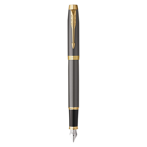 Parker IM Grey Lacquer Gold Trim Fountain Pen Medium Nib Parker IM Grey Lacquer Gold Trim Fountain Pen Medium Nib