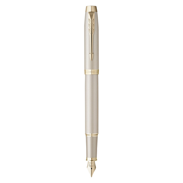 Parker IM Monochrome Fountain Pen Champagne Stainless Steel Medium Nib