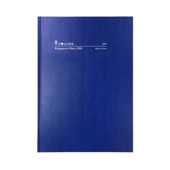 Collins Kingsgrove Diary 2026 A4 Blue Cover Front View Collins Kingsgrove Diary 2026 A4 Blue Cover Front View