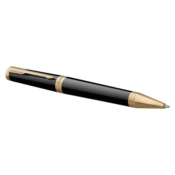 Parker Ballpoint Pen Ingenuity Black Lacquer and Gold Trim Medium Tip