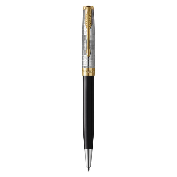 Parker Sonnet Premium Metal and Black Lacquer Gold Trim Ballpoint Pen Medium Tip Parker Sonnet Premium Metal and Black Lacquer Gold Trim Ballpoint Pen Medium Tip