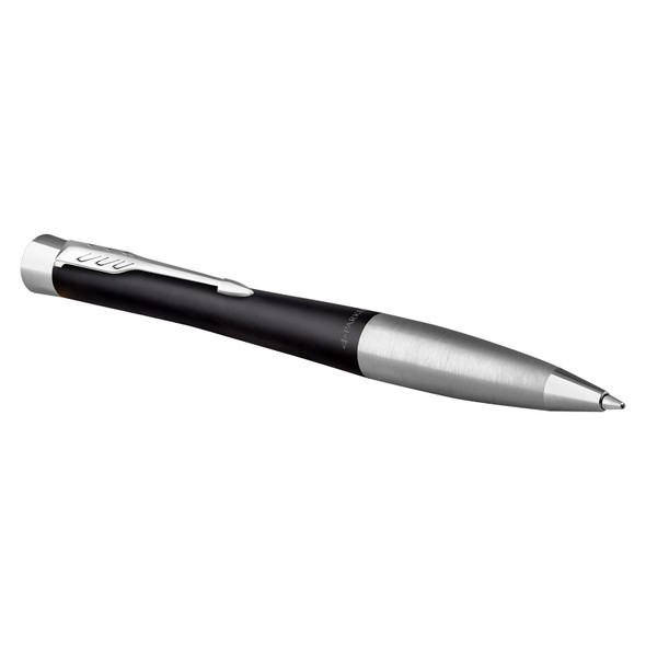Parker Ballpoint Pen Urban Twist Muted Black Lacquer Chrome Trim Medium Tip