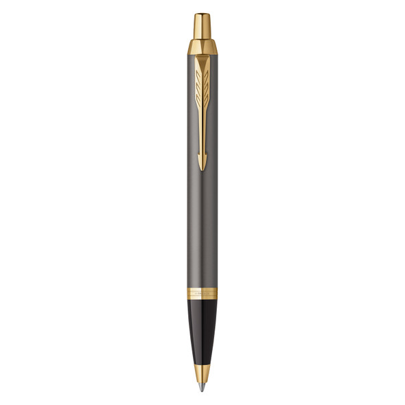 Parker IM Grey Lacquer Gold Finish Trim Ballpoint Pen Medium Tip Parker IM Grey Lacquer Gold Finish Trim Ballpoint Pen Medium Tip