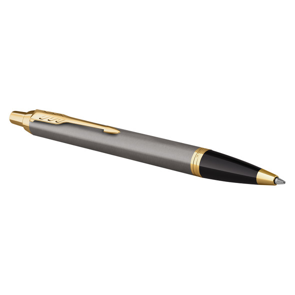 Grey Lacquer Gold Finish Trim Ballpoint Pen Medium Tip Parker IM Grey Lacquer Gold Finish Trim Ballpoint Pen Medium Tip Parker IM