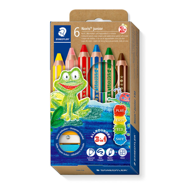 Staedtler Noris Junior 3 in 1 Pencils Box of 6 Assorted Colours 140 C6 Staedtler Noris Junior 3 in 1 Pencils Box of 6 Assorted Colours 140 C6