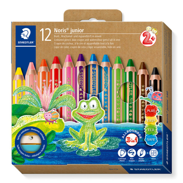 Staedtler Noris Junior 3 in 1 Pencils Box of 12 Assorted Colours 140 C12 Staedtler Noris Junior 3 in 1 Pencils Box of 12 Assorted Colours 140 C12