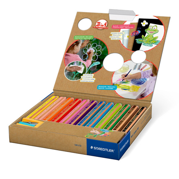 Noris Junior 3 in 1 Pencils Box of 12 Assorted Colours 140 C12 Staedtler Noris Junior 3 in 1 Pencils Box of 12 Assorted Colours 140 C12 Staedtler