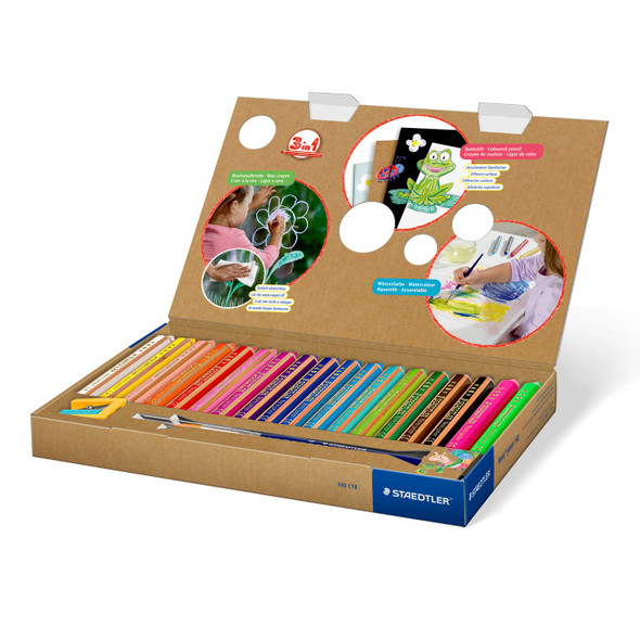 Noris Junior 3 in 1 Pencils Box of 18 Assorted Colours 140 C18 Staedtler Noris Junior 3 in 1 Pencils Box of 18 Assorted Colours 140 C18 Staedtler