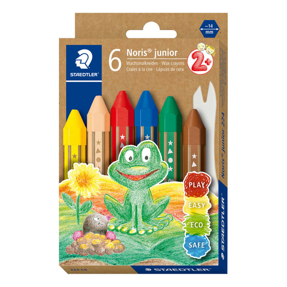Staedtler Noris Junior Wax Crayons Box of 6 Assorted Colours 224 C6 Staedtler Noris Junior Wax Crayons Box of 6 Assorted Colours 224 C6