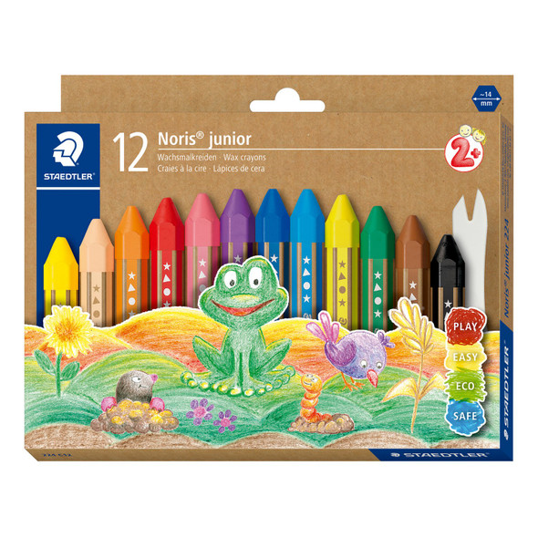 Staedtler Noris Junior Wax Crayons Box of 12 Assorted Colours 224 C12 Staedtler Noris Junior Wax Crayons Box of 12 Assorted Colours 224 C12