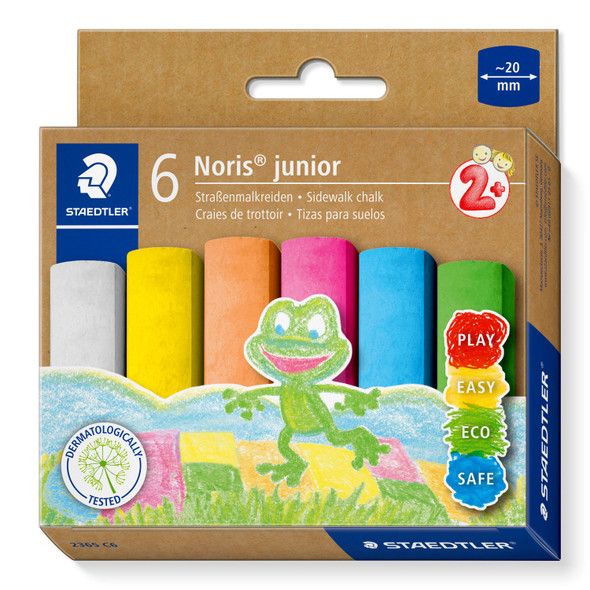 Staedtler Noris Junior Sidewalk Chalks Box of 6 Assorted Colours 2365 C6 Staedtler Noris Junior Sidewalk Chalks Box of 6 Assorted Colours 2365 C6