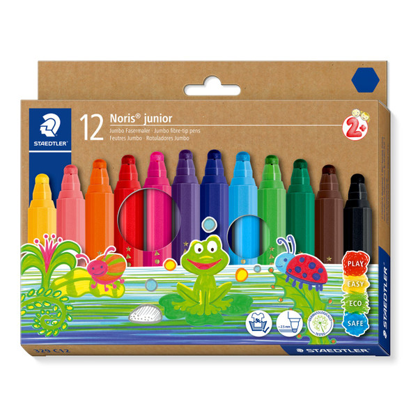 Staedtler Noris Junior Fibre Tip Pens Box of 12 Assorted Colours 329 C12