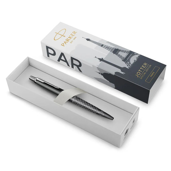 Parker Medium Tip Jotter SE Global Icons Paris Grey Lacquer Chrome Colour Trim Ballpoint Pen Parker Medium Tip Jotter SE Global Icons Paris Grey Lacquer Chrome Colour Trim Ballpoint Pen