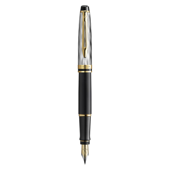 Waterman Expert Metal and Black Lacquer Gold Trim Fountain Pen Medium Nib Waterman Expert Metal and Black Lacquer Gold Trim Fountain Pen Medium Nib