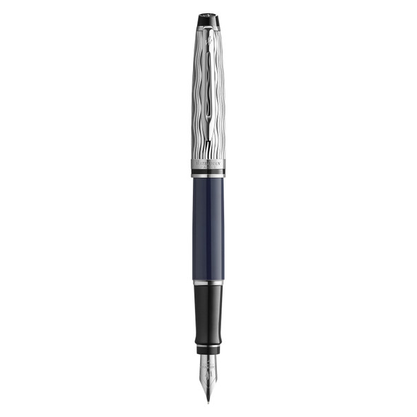 Waterman Expert Metal and Blue Lacquer Palladium Trim Fountain Pen Medium Nib Waterman Expert Metal and Blue Lacquer Palladium Trim Fountain Pen Medium Nib