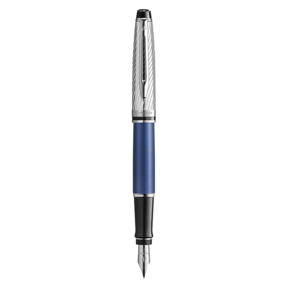 Waterman Expert Deluxe Metal and Blue Lacquer Palladium Trim Fountain Pen Medium Nib Waterman Expert Deluxe Metal and Blue Lacquer Palladium Trim Fountain Pen Medium Nib