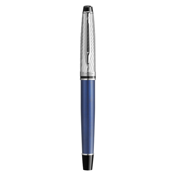 Expert Deluxe Metal and Blue Lacquer Palladium Trim Fountain Pen Medium Nib Waterman Expert Deluxe Metal and Blue Lacquer Palladium Trim Fountain Pen Medium Nib Waterman