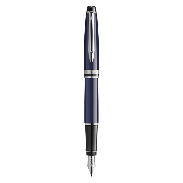 Waterman Expert Blue Lacquer Chrome Trim Fountain Pen Medium Nib Waterman Expert Blue Lacquer Chrome Trim Fountain Pen Medium Nib