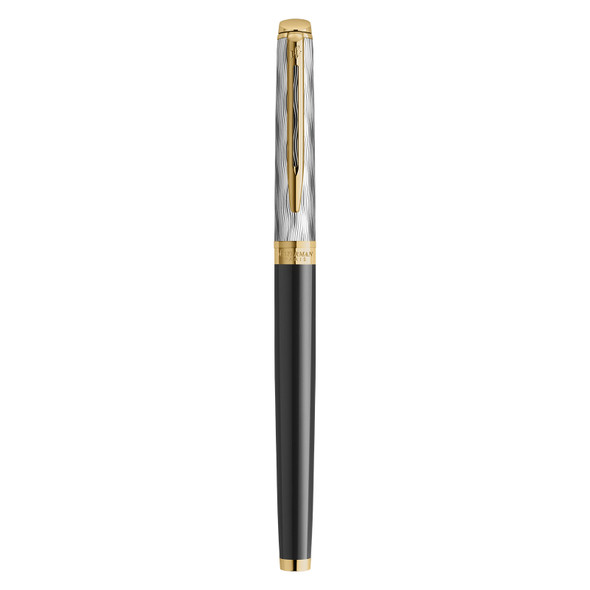 Hemisphere Metal and Black Lacquer Gold Trim Fountain Pen Medium Nib Waterman Hemisphere Metal and Black Lacquer Gold Trim Fountain Pen Medium Nib Waterman