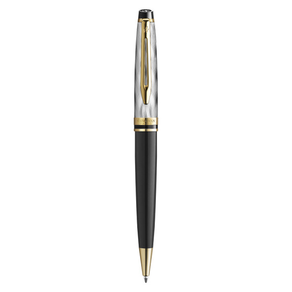 Waterman Expert Metal and Black Lacquer Gold Trim Ballpoint Pen Medium Tip Waterman Expert Metal and Black Lacquer Gold Trim Ballpoint Pen Medium Tip