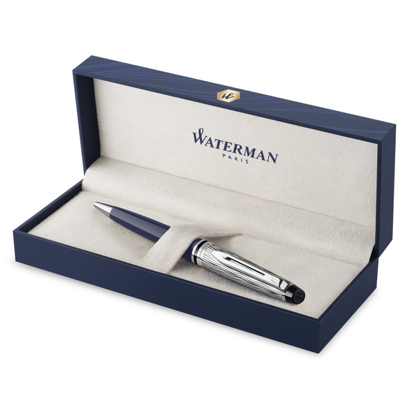 Metal and Blue Lacquer Palladium Trim Ballpoint Pen Waterman Medium Tip Expert Metal and Blue Lacquer Palladium Trim Ballpoint Pen Waterman Medium Tip Expert