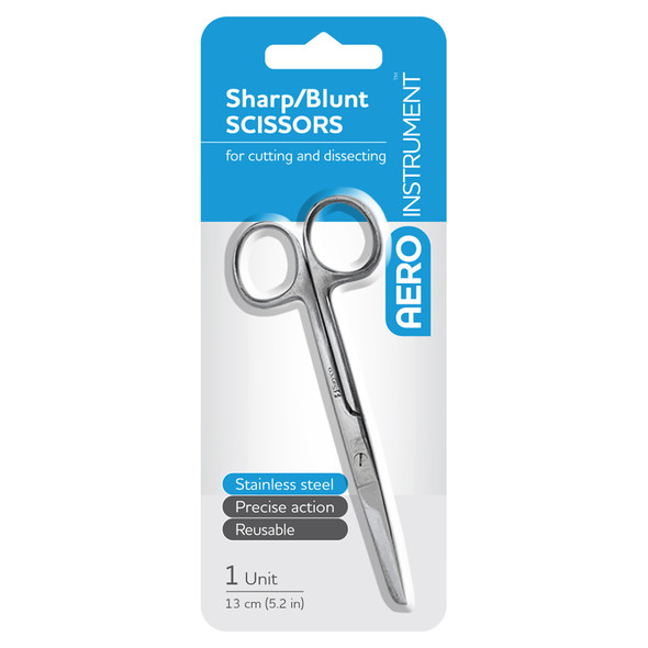 AeroInstrument Stainless Steel Sharp/Blunt Scissors 13cm AeroInstrument Stainless Steel Sharp/Blunt Scissors 13cm
