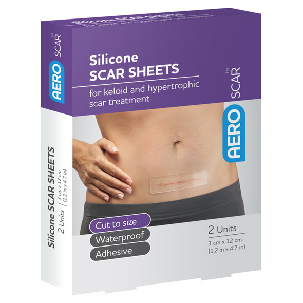 AeroScar Silicone Scar Sheets 3 x 12cm Box of 2 AeroScar Silicone Scar Sheets 3 x 12cm Box of 2