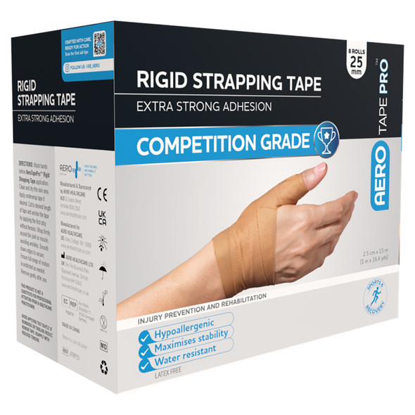 AeroTape Rigid Pro Strapping Tape 2.5cm x 15m Box of 8 AeroTape Rigid Pro Strapping Tape 2.5cm x 15m Box of 8